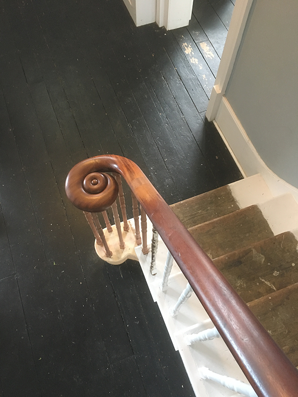 Conservation of stair rail with volute